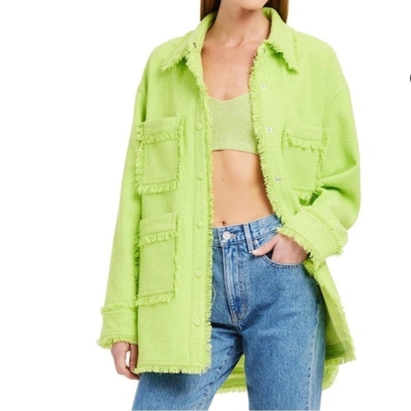 Apparis Jackets & Blazers - Apparis- NWT Lime Green Callie Tweed Shirt Jacket